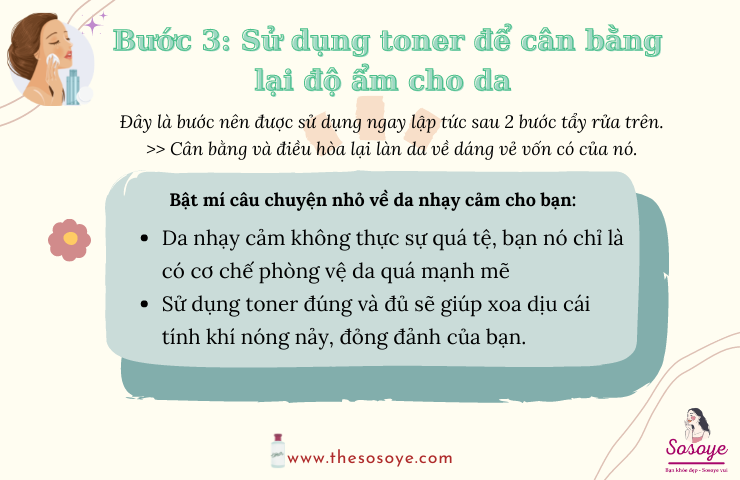 Bước 3_ Sử dụng toner để cân bằng lại độ ẩm cho da