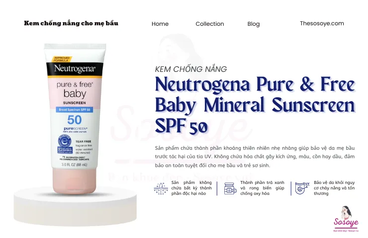Kem Chống Nắng Cho Mẹ Bầu Neutrogena Pure & Free Baby Mineral Sunscreen SPF 50